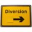 Road Sign 1050 x 750mm Black/Yellow Diversion