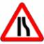 Road Sign - Road Narrows Off Side 750mm Triangle
