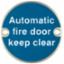 Sign "Auto Fire Door Keep Clear" 75mm Dia SSS