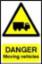 Sign "Danger Moving Veh" S/A 200x300mm PVC 0953