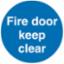 Sign "Fire Door Keep Clear" 75mm Dia SSS