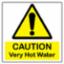 Sign "Caution Very Hot Water" 50x50mm Pkt10 S/A