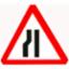 Road Sign - Road Narrows Near Side 750mm Triangl