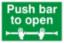 Sign "Push Bar To Open" S/A 300x200mm PVC 1523